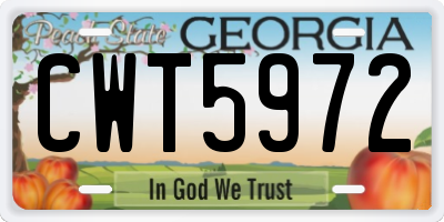 GA license plate CWT5972