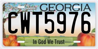 GA license plate CWT5976