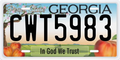 GA license plate CWT5983