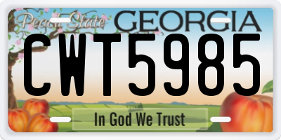 GA license plate CWT5985