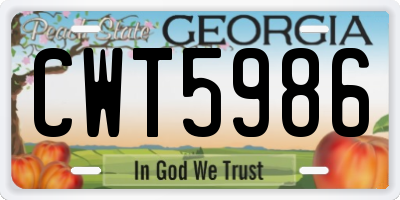 GA license plate CWT5986