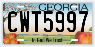 GA license plate CWT5997