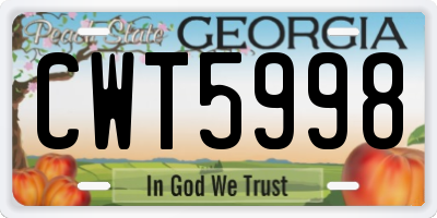 GA license plate CWT5998