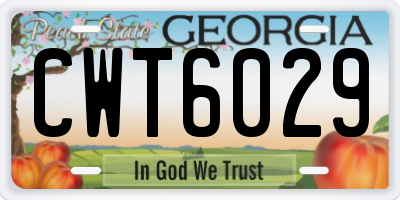 GA license plate CWT6029