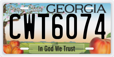 GA license plate CWT6074