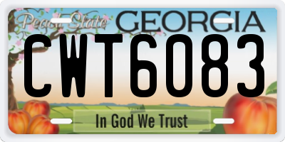 GA license plate CWT6083