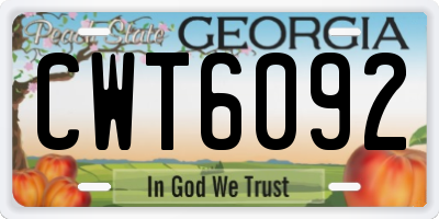 GA license plate CWT6092