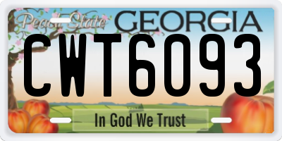 GA license plate CWT6093