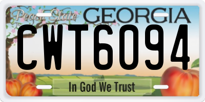 GA license plate CWT6094