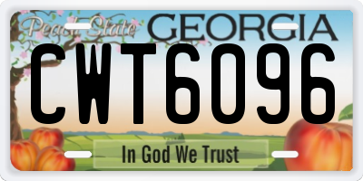 GA license plate CWT6096