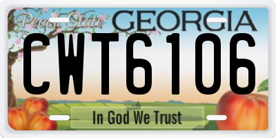 GA license plate CWT6106
