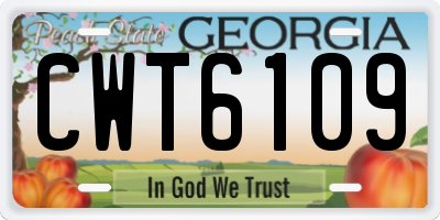 GA license plate CWT6109