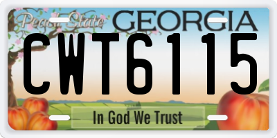 GA license plate CWT6115