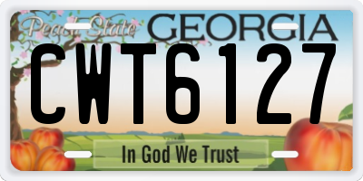 GA license plate CWT6127