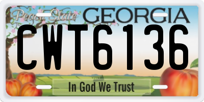 GA license plate CWT6136