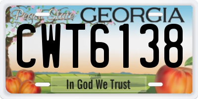 GA license plate CWT6138
