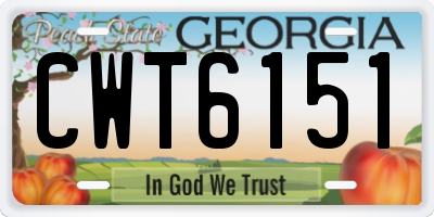 GA license plate CWT6151