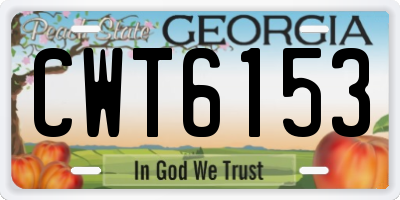 GA license plate CWT6153