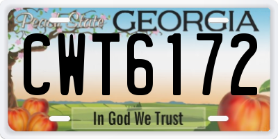 GA license plate CWT6172