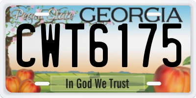 GA license plate CWT6175