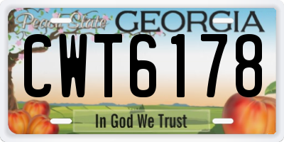 GA license plate CWT6178