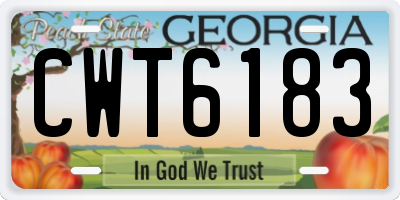 GA license plate CWT6183