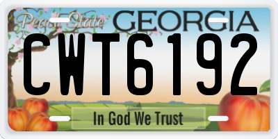 GA license plate CWT6192