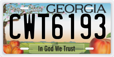 GA license plate CWT6193