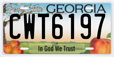 GA license plate CWT6197