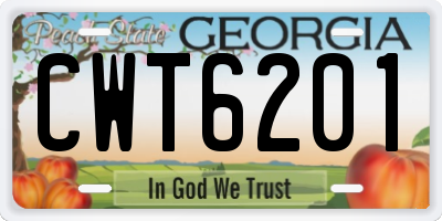 GA license plate CWT6201