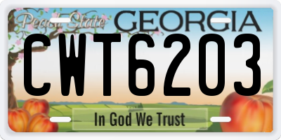 GA license plate CWT6203