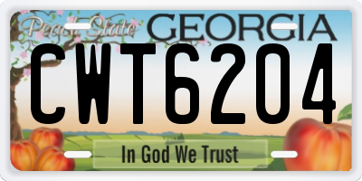 GA license plate CWT6204