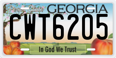 GA license plate CWT6205