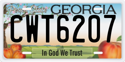 GA license plate CWT6207