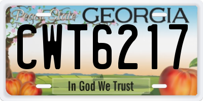 GA license plate CWT6217