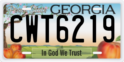 GA license plate CWT6219