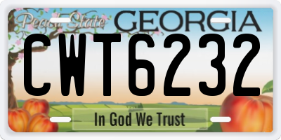 GA license plate CWT6232