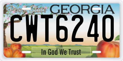 GA license plate CWT6240