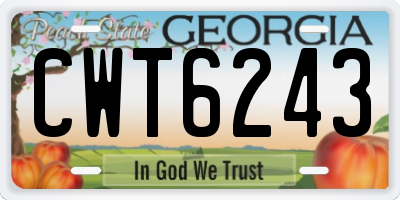 GA license plate CWT6243