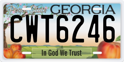 GA license plate CWT6246