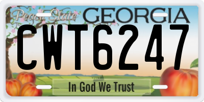 GA license plate CWT6247