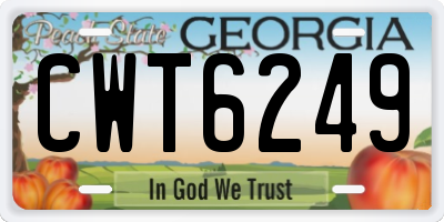 GA license plate CWT6249