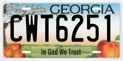 GA license plate CWT6251