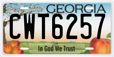 GA license plate CWT6257