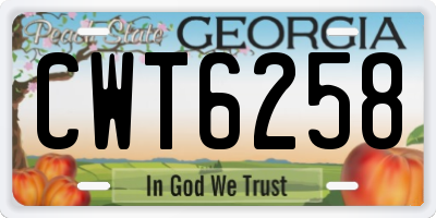 GA license plate CWT6258