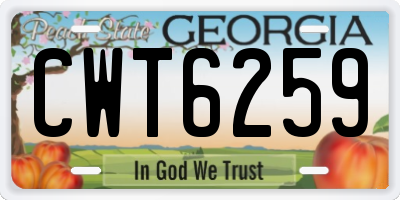 GA license plate CWT6259