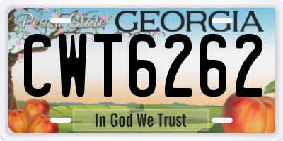 GA license plate CWT6262