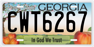 GA license plate CWT6267