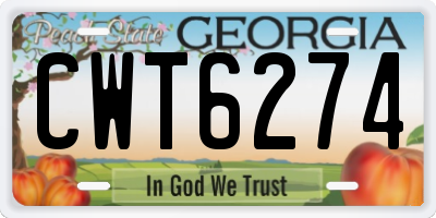 GA license plate CWT6274
