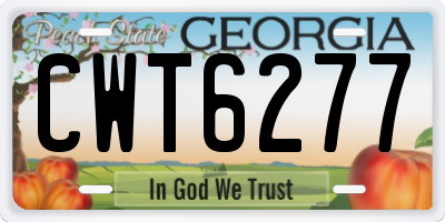 GA license plate CWT6277